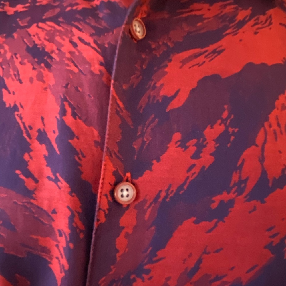 Robert Graham Red Purple Abstract Print Button Down Shirt Contrast Cuffs - Picture 8 of 10